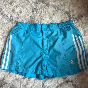 Adidas Turquoise Shorts with White Stripes